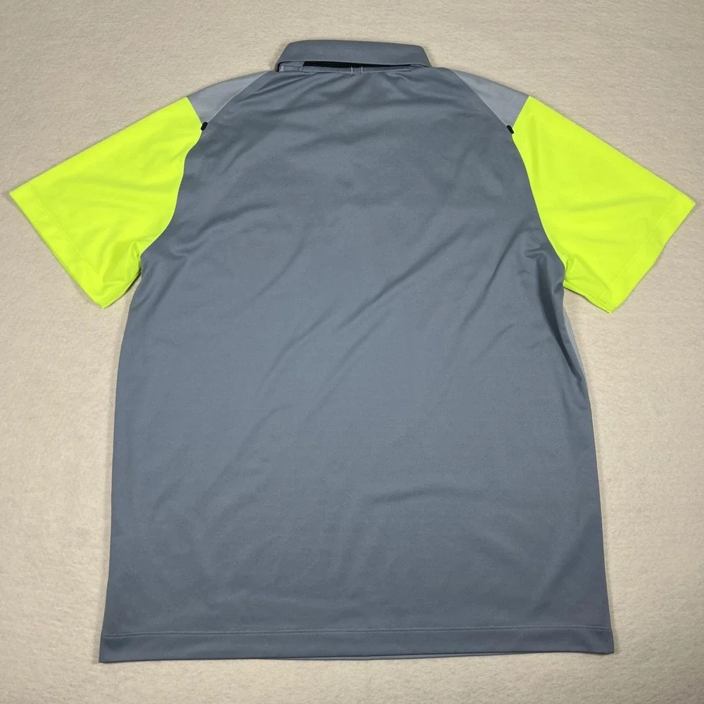 Nike Golf Polo Shirt Mens XL‎ Gray Yellow Tour Performance Dri-Fit Athletic